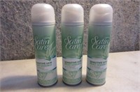 3 cans SatinCare SENSITIVE SKIN womens shave cream