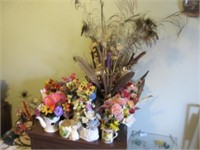 Huge Assortment of Silk Flowers & Feathers