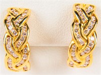 Jewelry 18kt Yellow Gold Diamond Earrings