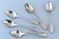 Five George IV, York Sterling Silver Tea Spoons,