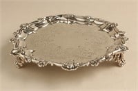 Heavy George III Sterling Silver Footed Card Tray,