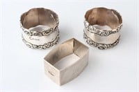 Pair and Single Chester Sterling Silver Napkin