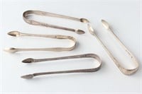 Four Pairs Newcastle Sterling Silver Sugar Tongs,