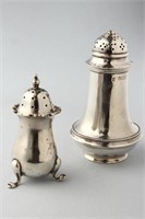 Two Edwardian Sterling Silver Pepper Shakers,