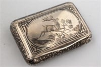 Austrian Silver Niello Snuff Box and Cover,c.1850