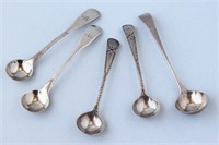 Two Pairs Sterling Silver Bateman Salt Spoons and