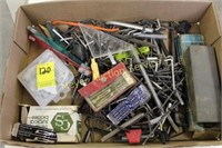 Box of allen wrenches, stones, blades, Chisels