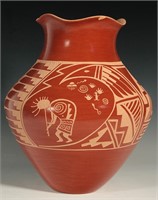 JEMEZ SGRAFFITO POTTERY VASE SIGNED 'G. CAJERO'