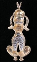 Vintage 14K gold and diamond poodle pendant,