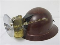 RAILWAY WORKER'S HARD-HAT WITH CARBIDE LAMP