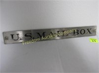 U.S.  MAIL STAINLESS STEEL BOX PLACARD