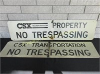 2 CSX TRANSPORTATION NO TRESPASSING SIGNS
