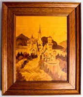 Art German Buchschmid & Gretaux Wood Inlay Castle