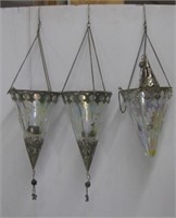 Pair of matching decorative glass wall pockets.