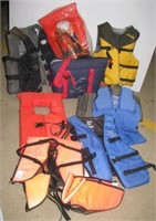 Assortment of life jackets.