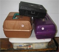 (4) Plastic organizing boxes with contents that