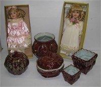 (4) Collectible porcelain dolls and modern