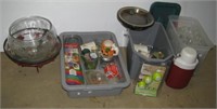 Household and kitchen items including plastic