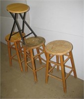 (3) Matching bar stools and (1) Folding top bar