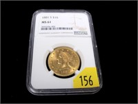 1881-S $10 Gold Liberty Eagle, NGC slab certified