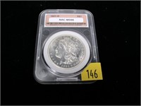 1921-D Morgan dollar, slab certified MS-66