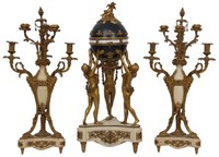 3 Pc. French Figural 3 Graces Annular Clock Set