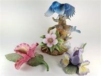 3 PIECE LOT CAPODIMONTE AND BIRD FIGURINE