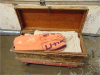 Wooden Rolling Storage Box with Drop Clothes &