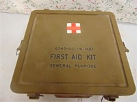 Vintage First Aid Box with Misc Gun Cleaning