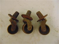 (3) Small Vintage Metal Brass? Casters