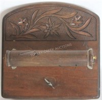 EARLY 20TH C. CARVED WOODEN MUSICAL TP DISPENSER,