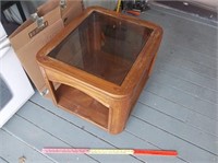 Glass Top Wood Side Table