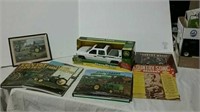 Ertl toy Chevy pickup and John Deere tractor