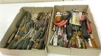 2 boxes miscellaneous screwdrivers and other tools