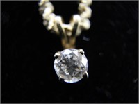 1/4 Carat Diamond Pendant 14K Gold Necklace 25"