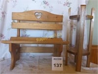 Wood Doll Bench & Plant Stand
