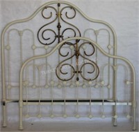 ORNATE BRASS & IRON, DOUBLE BED, WHITE PAINTED