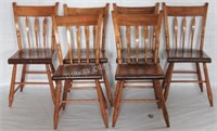 SET OF 6 PLANK SEAT ARROW BACK SIDE CHAIRS,
