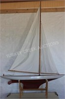 POND MODEL ON STAND OF THE "NANCY JO" WITH SAIL,