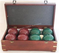CONTEMPORARY BOXED SET OF BOCCE BALLS, 6" H, 19