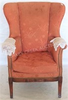 HEPPLEWHITE STYLE WING CHAIR, C. 1940, 40 1/2" H,