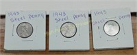 (3) 1943 Steel Pennies