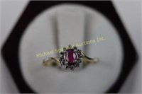 14K YELLOW AND WHITE GOLD DIAMOND AND RUBY RING