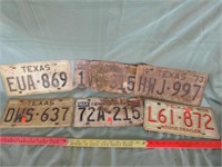 6pc Vintage Texas Metal License Plates