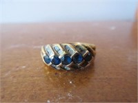 Blue Stone and Diamond 10K gold ring