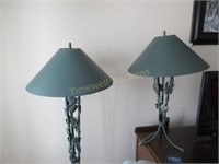 Matching heavy cast floor and tables lamps