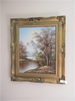 Oil painting in ornate frame