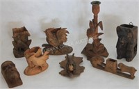 COOLLECTION OF 8, 19TH & 20TH C. CARVED WOODEN