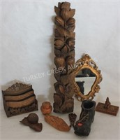LOT 9 PCS CARVED WOOD TO INCL. BOOT, NUT FORM