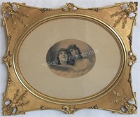 ORNATE VICTORIAN GOLD GILT FRAME WITH PHOTO, 21